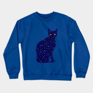 Cat Silhouette with Colorful Sprinkles Crewneck Sweatshirt